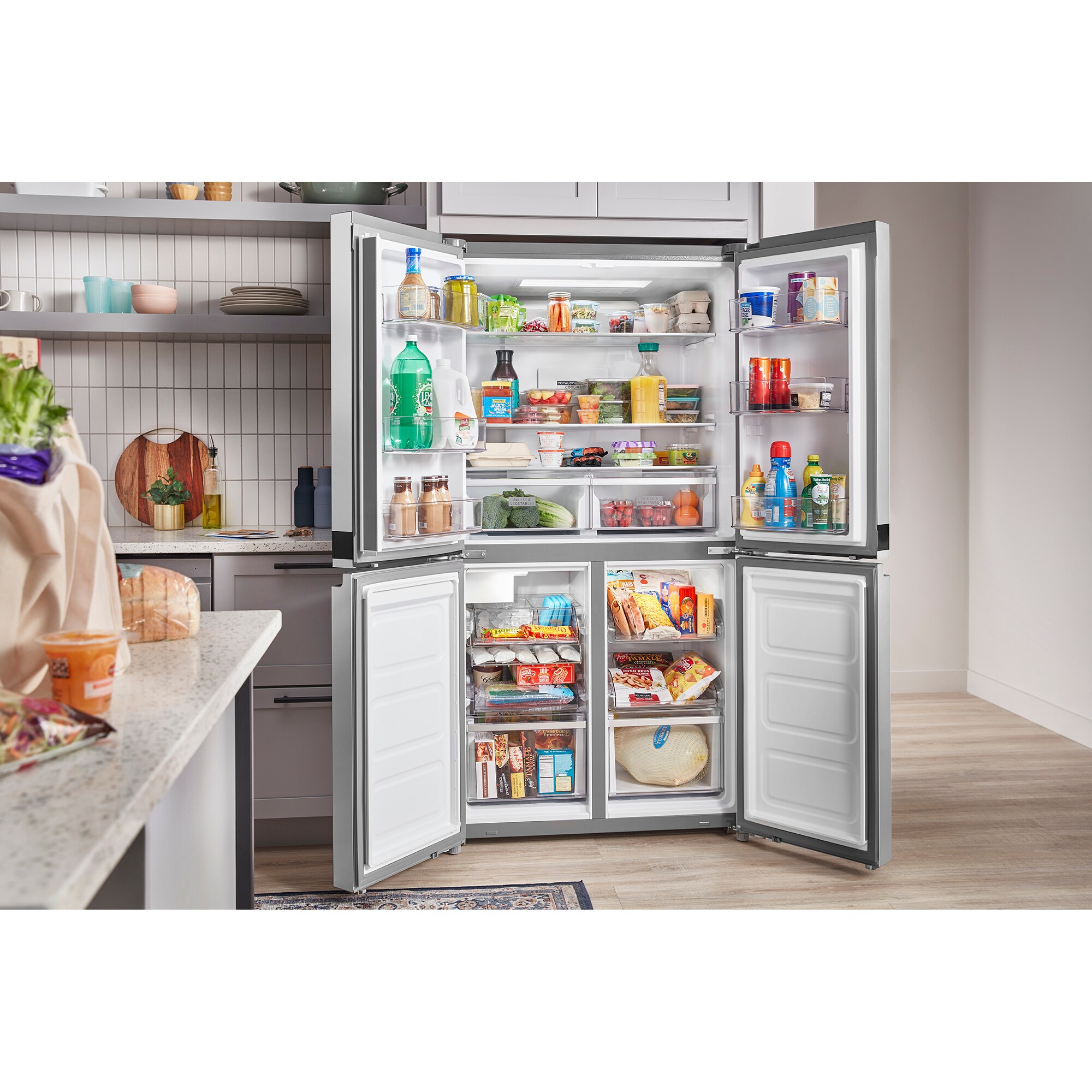 Whirlpool 36 in. 19.4 cu. ft. Counter Depth 4-Door French Door Refrigerator with Ice Maker - Fingerprint-Resistant Stainless Finish, , hires