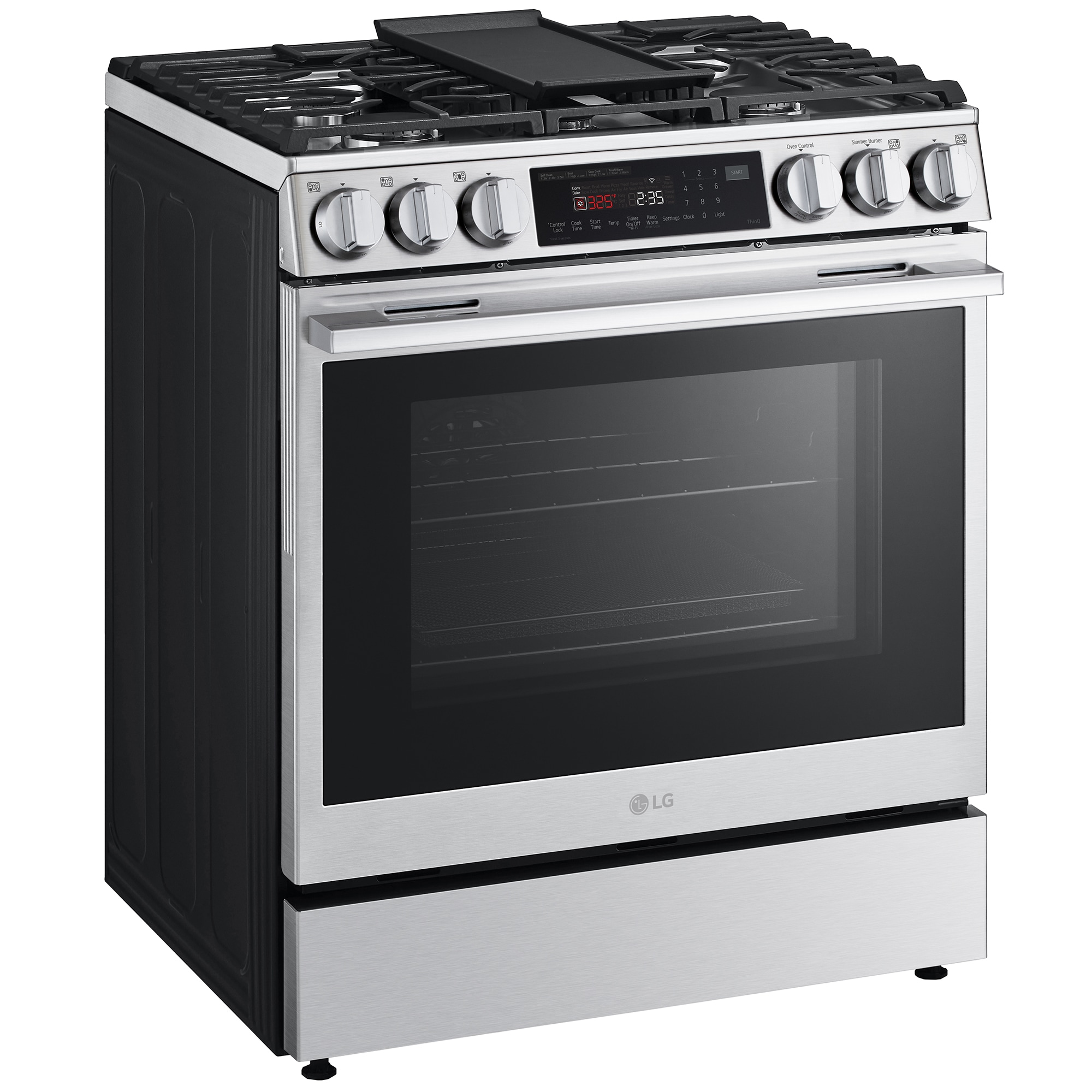 LG 30 in. 6.3 cu. ft. Smart Air Fry True European Convection Slide-In Gas Range with 5 Sealed Burners & Griddle - PrintProof Stainless Steel, , hires
