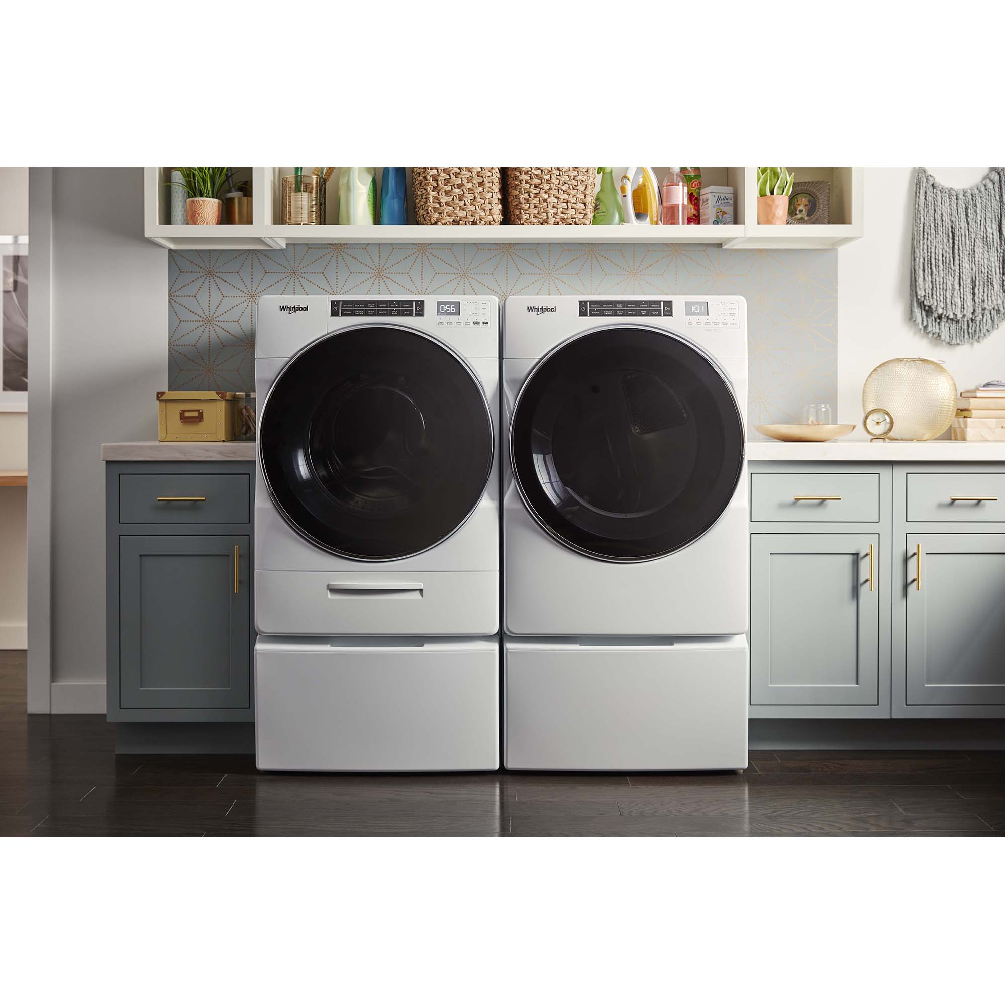 Whirlpool 27 in. 5.0 cu. ft. Stackable Front Load Washer with Sanitize Cycle, Steam Wash & Load-&-Go XL Dispenser - White, , hires
