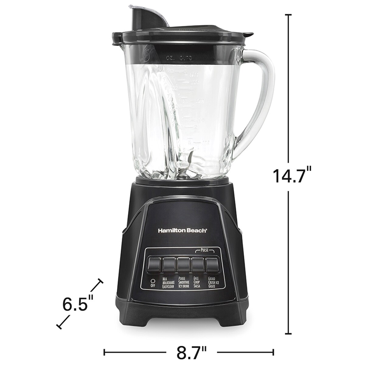 Hamilton Beach Power Elite Blender with 40 oz. Glass Jar, , hires