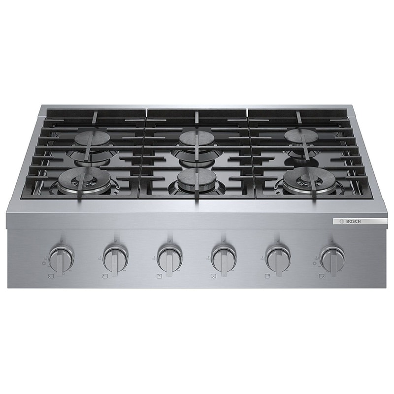 Bosch 800 Series 36 in. 6-Burner Natural Gas Rangetop with Simmer Burner & Power Burner - Stainless Steel, , hires