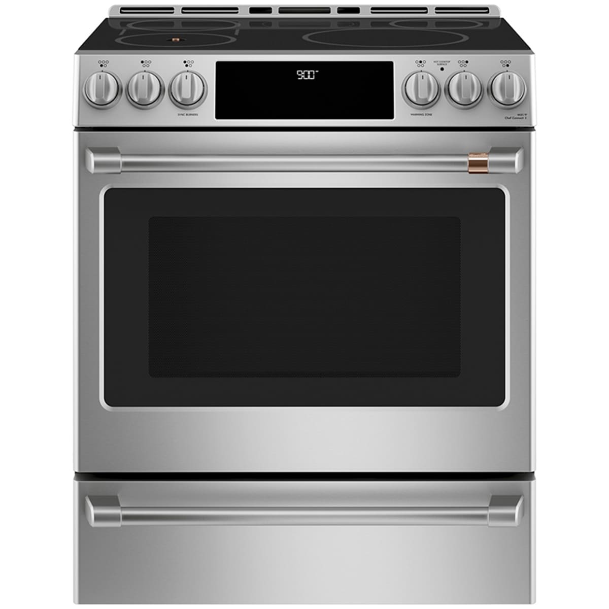 Cafe 30 in. 5.7 cu. ft. Smart Air Fry True European Convection Slide-In Electric Range with 5 Induction Burners - Stainless Steel, Stainless Steel, hires