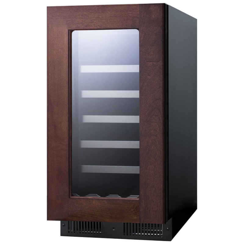 Summit 18 in. Undercounter Wine Cooler with Wood Racks, Single Temperature Zone & 29 Bottle Capacity - Custom Panel Ready, , hires