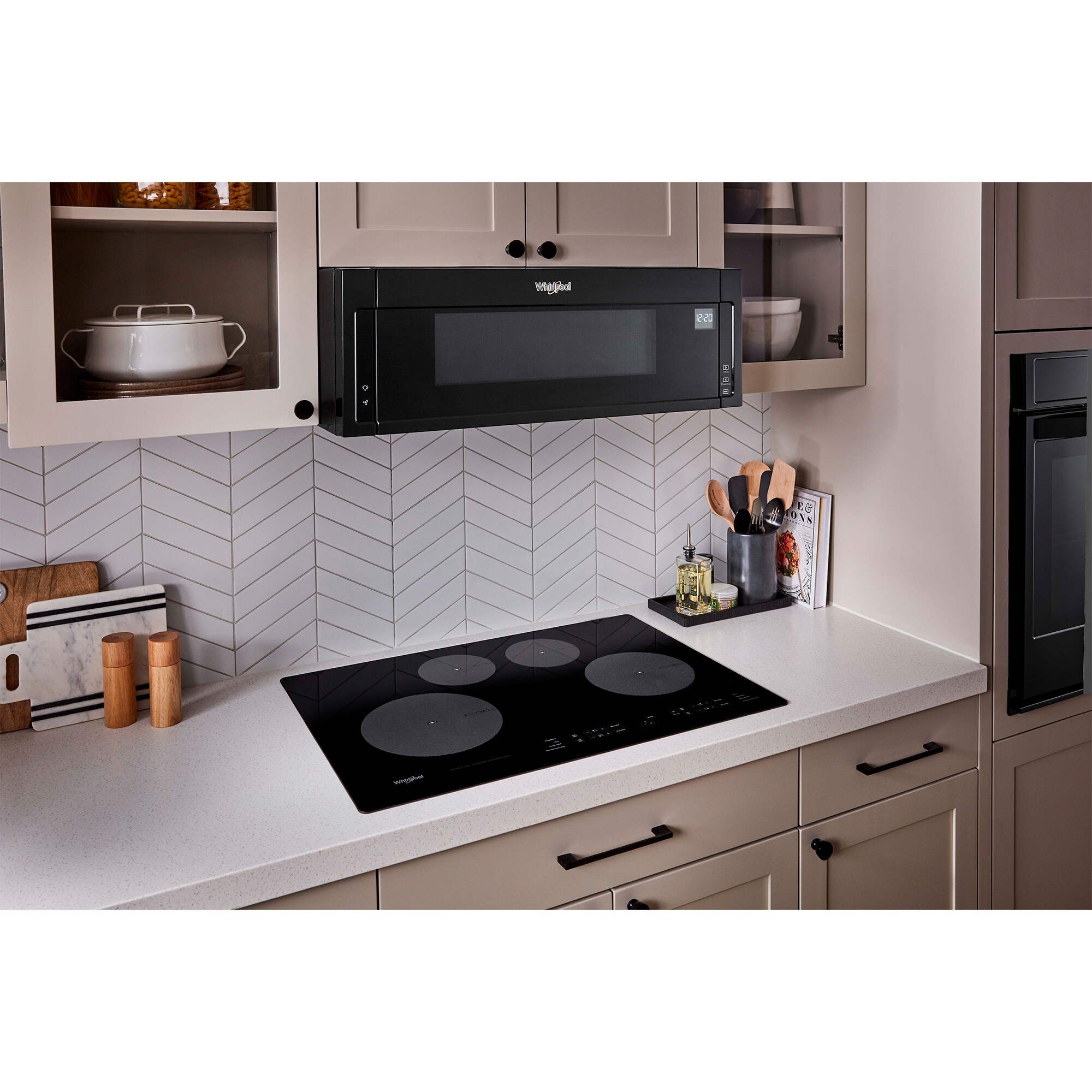 Whirlpool 30 in. 1.1 cu. ft. 1000W Low Profile Over-the-Range Microwave with 400 CFM - Black, Black, hires