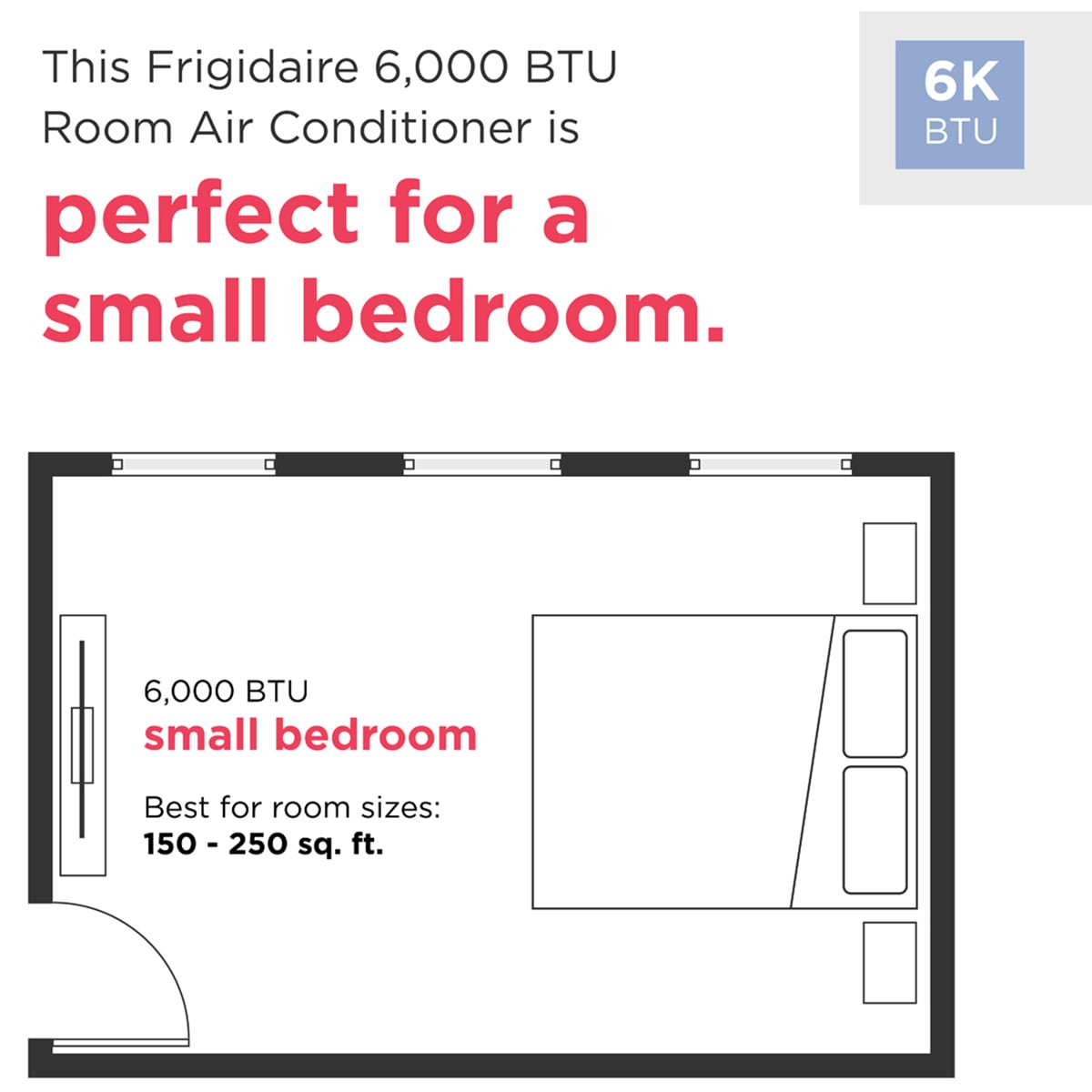 Frigidaire 6,000 BTU 115V Window Air Conditioner with 3 Fan Speeds, Sleep Mode & Remote Control - White, , hires