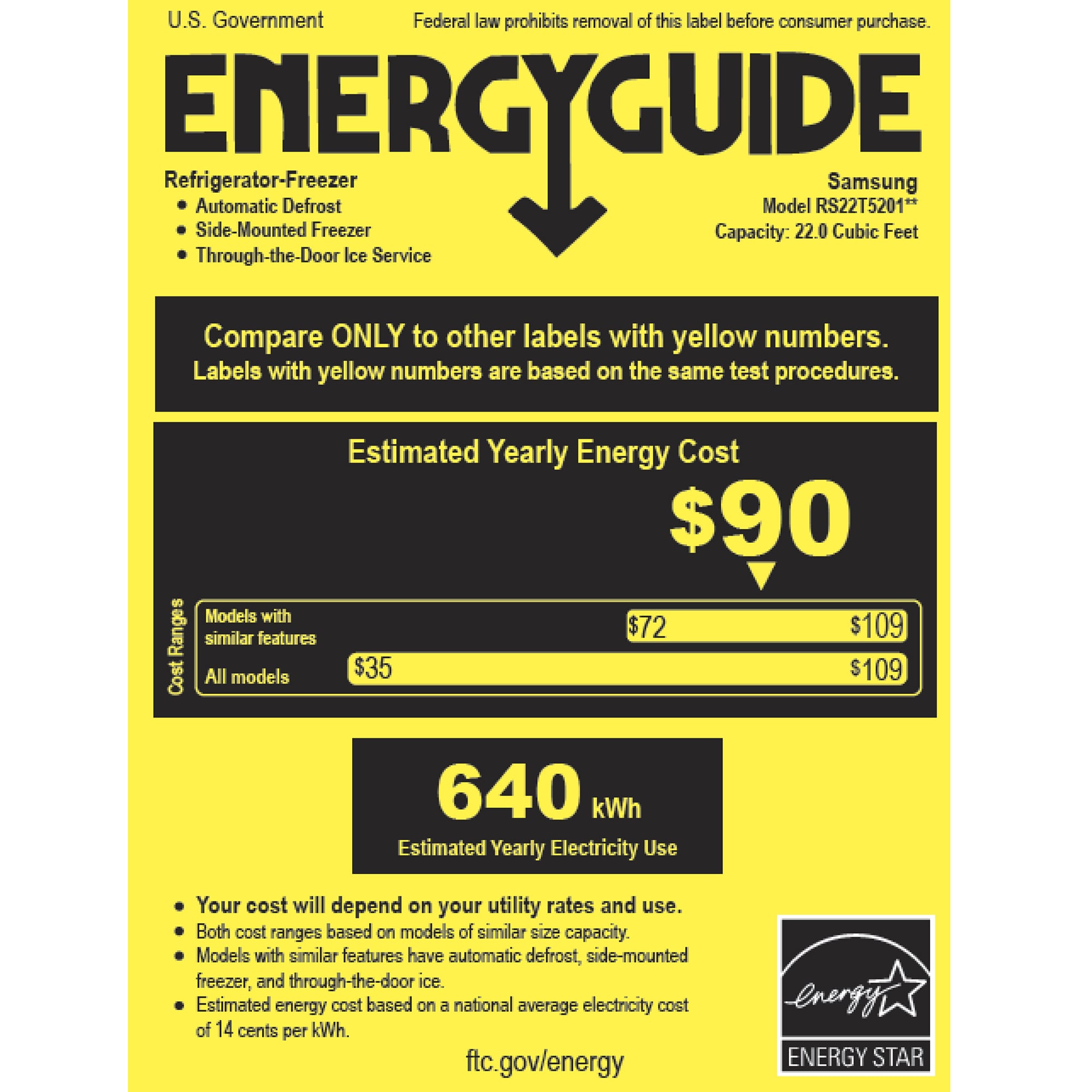 Samsung 36 in. 22 cu. ft. Smart Counter Depth Side by Side Refrigerator with Ice & Water Dispenser - Stainless Steel, Stainless Steel, hires