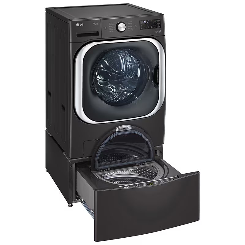 LG 29 in. 5.2 cu. ft. Smart Stackable Front Load Washer with Steam Wash Cycle - Black Steel, , hires