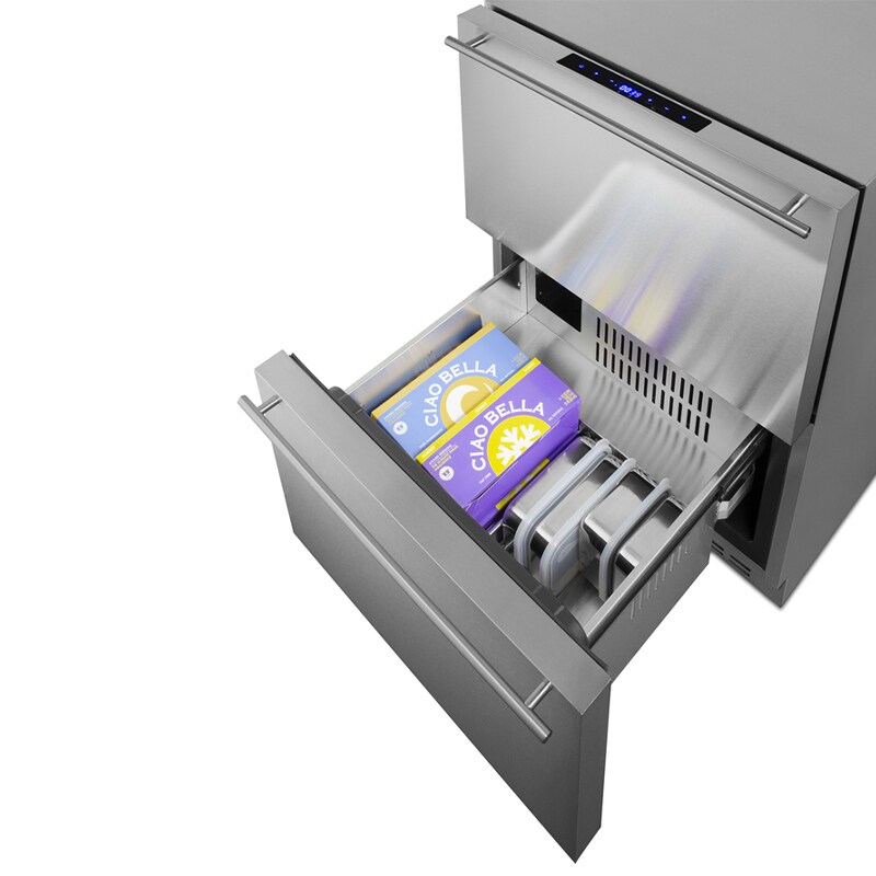 Summit 24 in. 3.9 cu. ft. Double Refrigerator & Freezer Drawer - Stainless Steel/Panel Ready, , hires