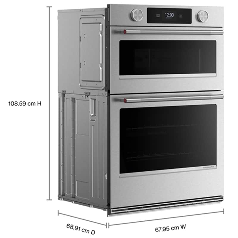 KitchenAid 27 in. 5.7 cu. ft. Smart Steam Electric Microwave/Wall Oven Combo with True European Convection & Sensor Cooking - Stainless Steel with PrintShield Finish, , hires