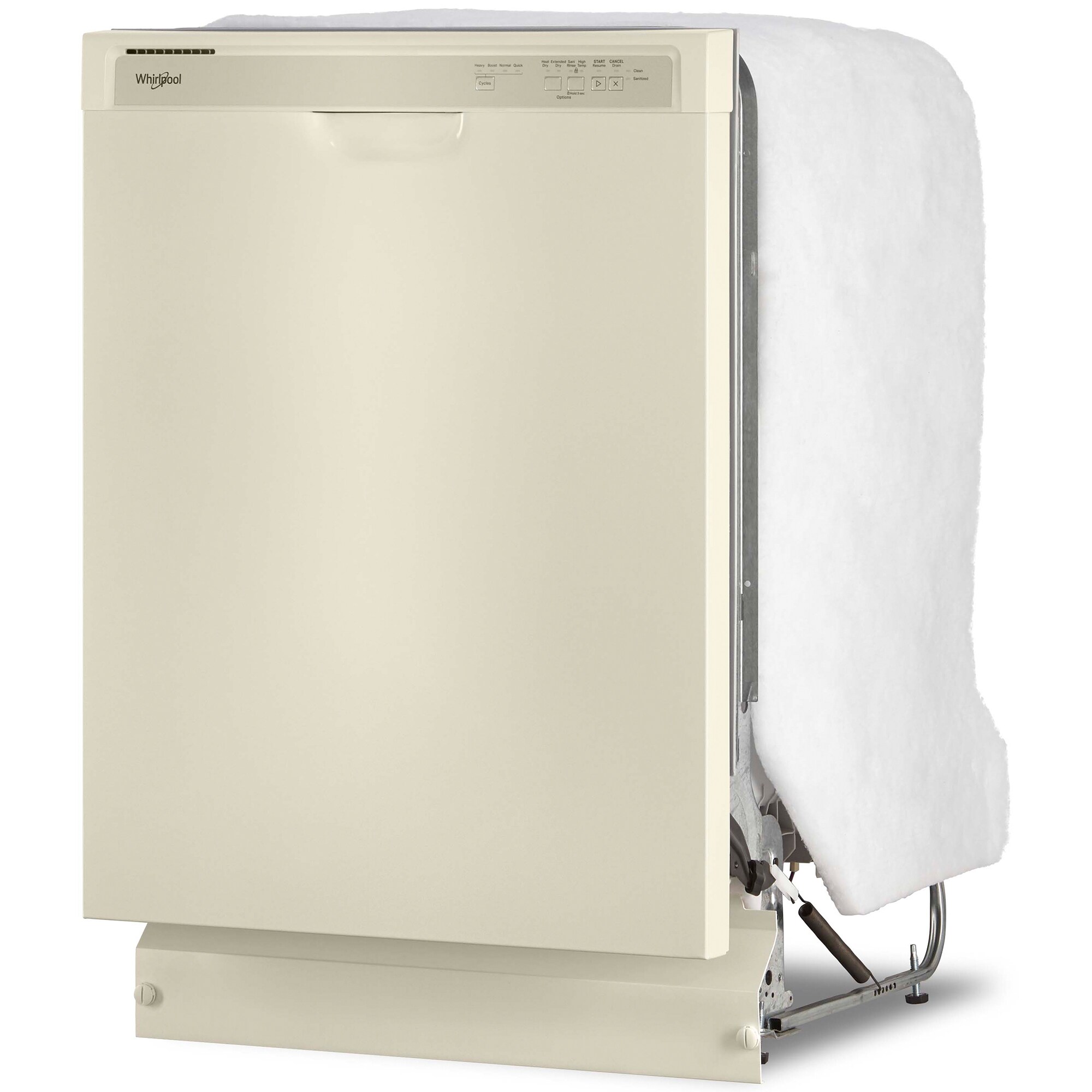 Whirlpool 24 in. Front Control Dishwasher with 57 dBa Sound Level & Pocket - Biscuit, Biscuit, hires