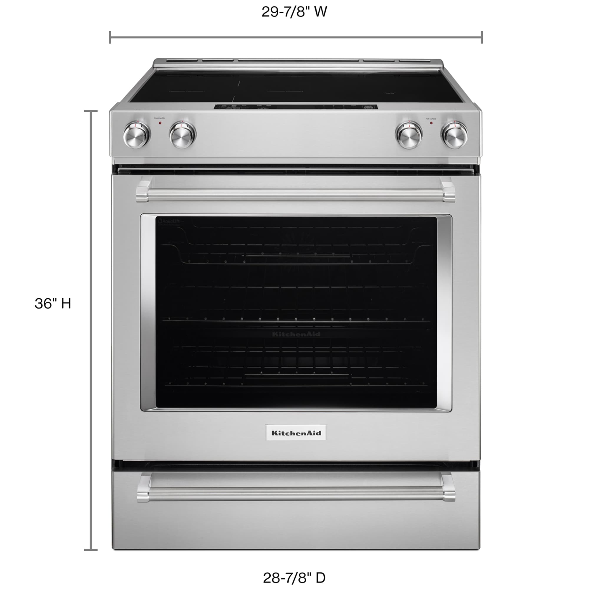 KitchenAid 30 in. 7.1 cu. ft. True European Convection Slide-In Electric Range with Radiant Burners - Stainless Steel, Stainless Steel, hires