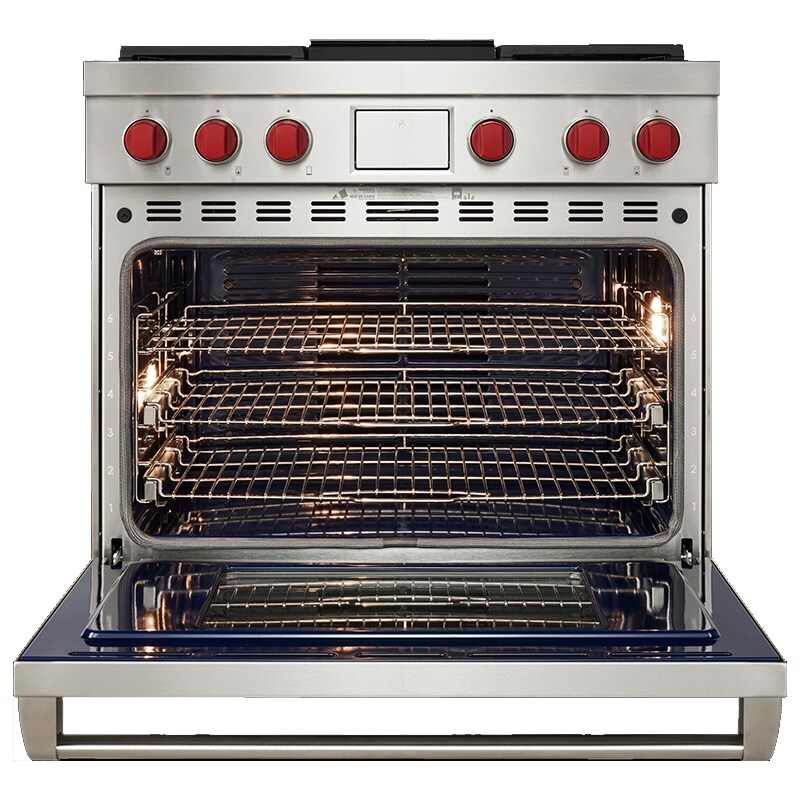 Wolf 36 in. 6.3 cu. ft. Smart Dual Convection Dual Fuel Range with 4 Sealed Burners & Griddle - Stainless Steel, , hires