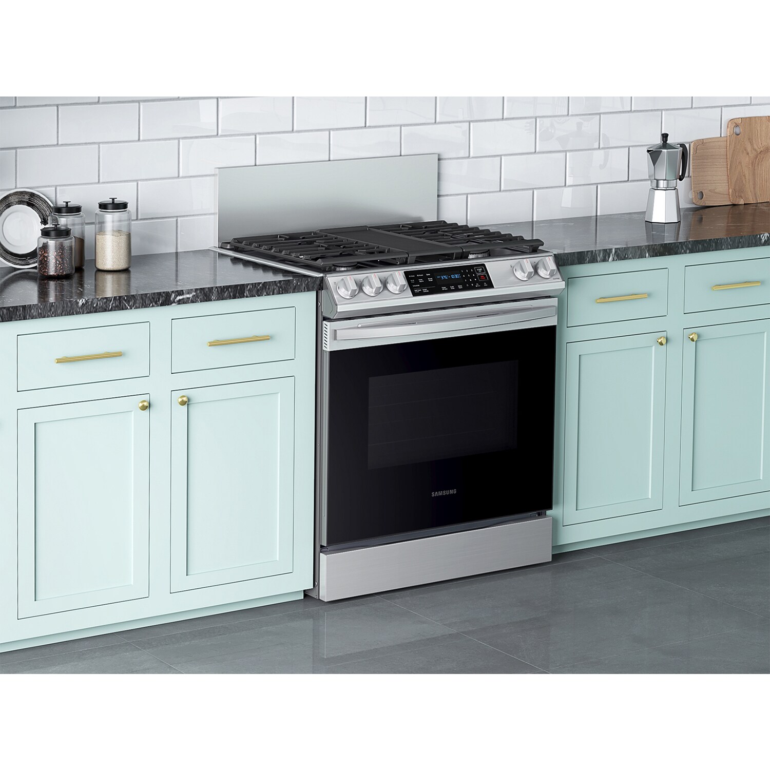 Samsung 9 in. Backguard for 30 in. Slide-in Ranges - Stainless Steel, , hires