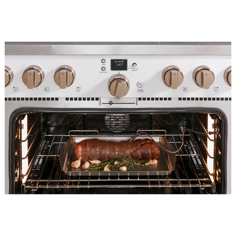 Cafe 36 in. 5.7 cu. ft. Smart Air Fry True European Convection Dual Fuel Range with 6 Sealed Burners - Matte White, Matte White, hires