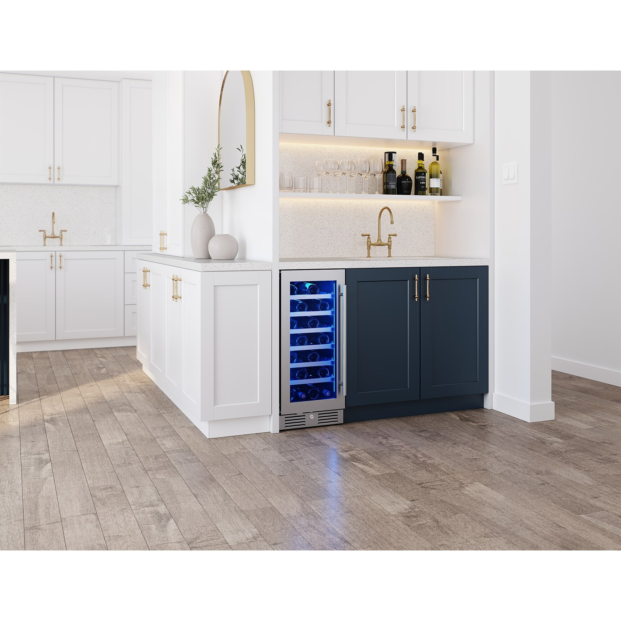 Zephyr Presrv Series 15 in. Undercounter Wine Cooler with Wood Racks, Single Temperature Zone & 27 Bottle Capacity - Stainless Steel, , hires