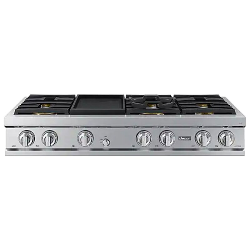 Dacor Transitional 48 in. 6-Burner Smart Natural Gas Rangetop with Griddle, Simmer Burner & Power Burner - Graphite Stainless, , hires