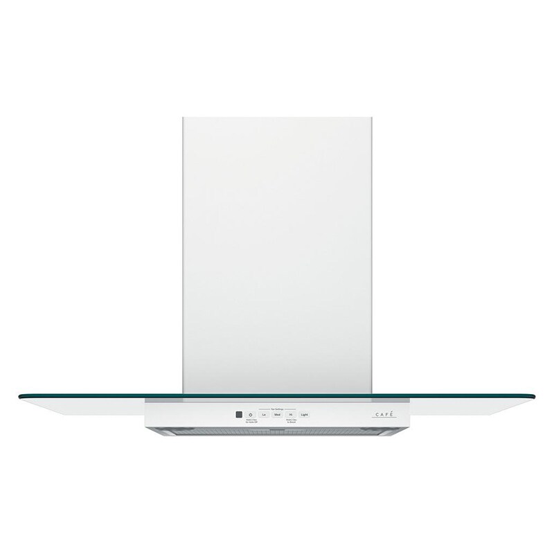 Cafe 30 in. Convertible Chimney Style Range Hood with 350 CFM, 4 Fan Speeds & 2 Halogen Lights - Matte White, , hires