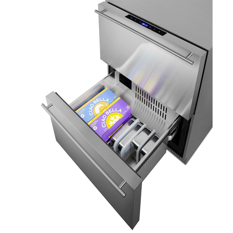 Summit 24 in. 3.3 cu. ft. Outdoor Double Refrigerator & Freezer Drawers - Stainless Steel/Panel Ready, , hires