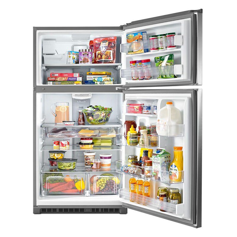 Maytag 33 in. 21.2 cu. ft. Top Freezer Refrigerator with Ice Maker - Fingerprint Resistant Stainless Steel, Fingerprint Resistant Stainless, hires