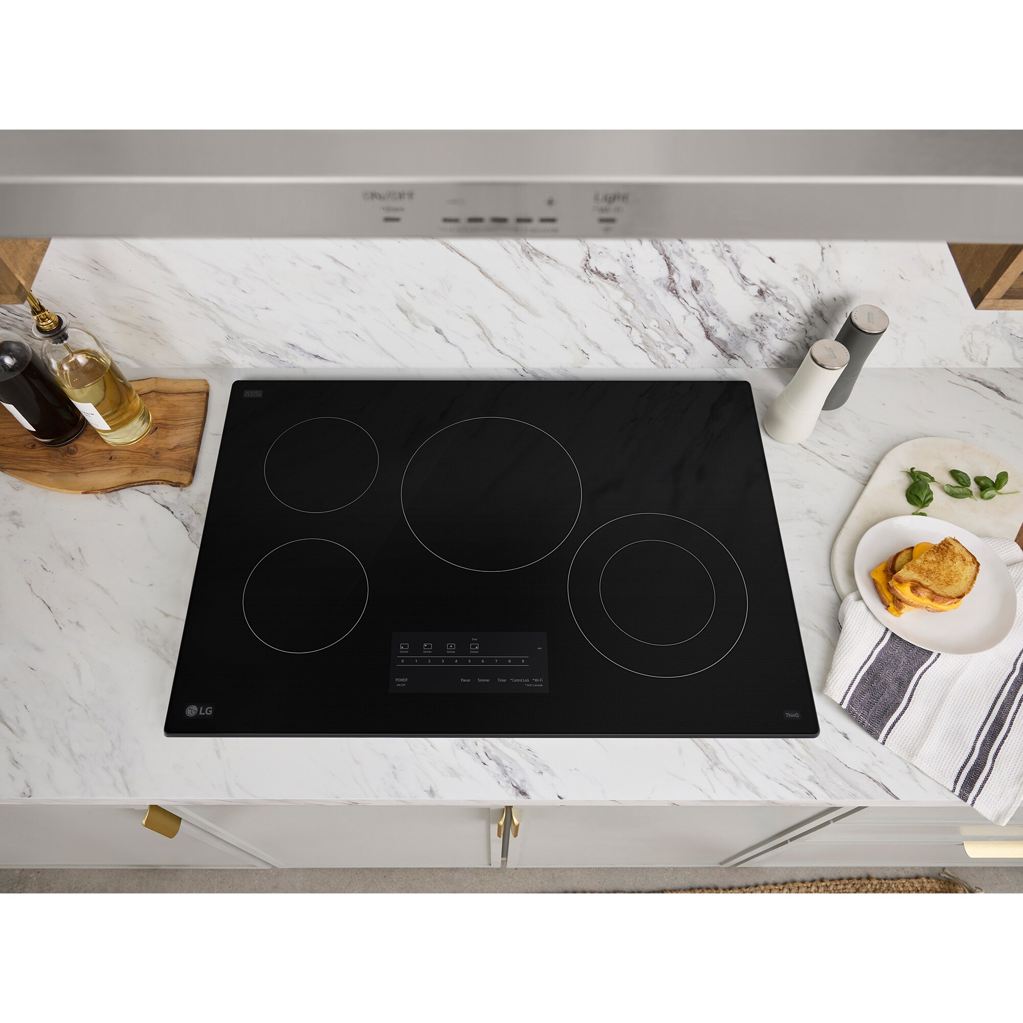 LG 30 in. 4-Burner Smart Electric Cooktop with Simmer Burner - Black, , hires