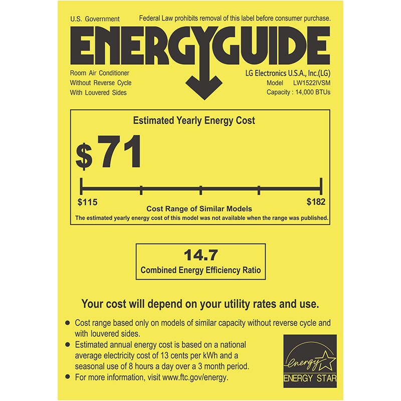 LG 14,000 BTU 115V Smart Energy Star Window/Wall Air Conditioner with Dual Inverter, 3 Fan Speeds, Sleep Mode & Remote Control - White, , hires