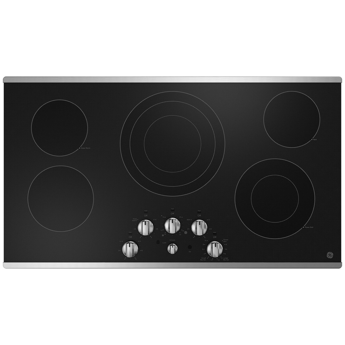 GE 36 in. 5-Burner Electric Cooktop with Simmer Burner & Power Burner - Stainless Steel, , hires