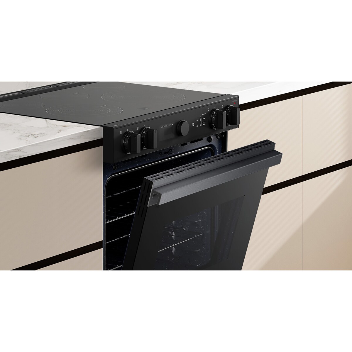 Samsung Bespoke 30 in. 6.3 cu. ft. Smart Air Fry True European Convection Slide-In Electric Range with Smoothtop Burners - Matte Black Steel, , hires