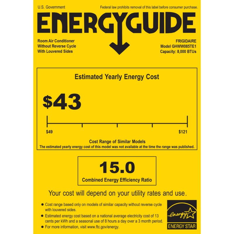 Frigidaire Gallery 8,000 BTU 115V Smart Energy Star Window Air Conditioner with Inverter, 3 Fan Speeds, Sleep Mode & Remote Control - White, , hires