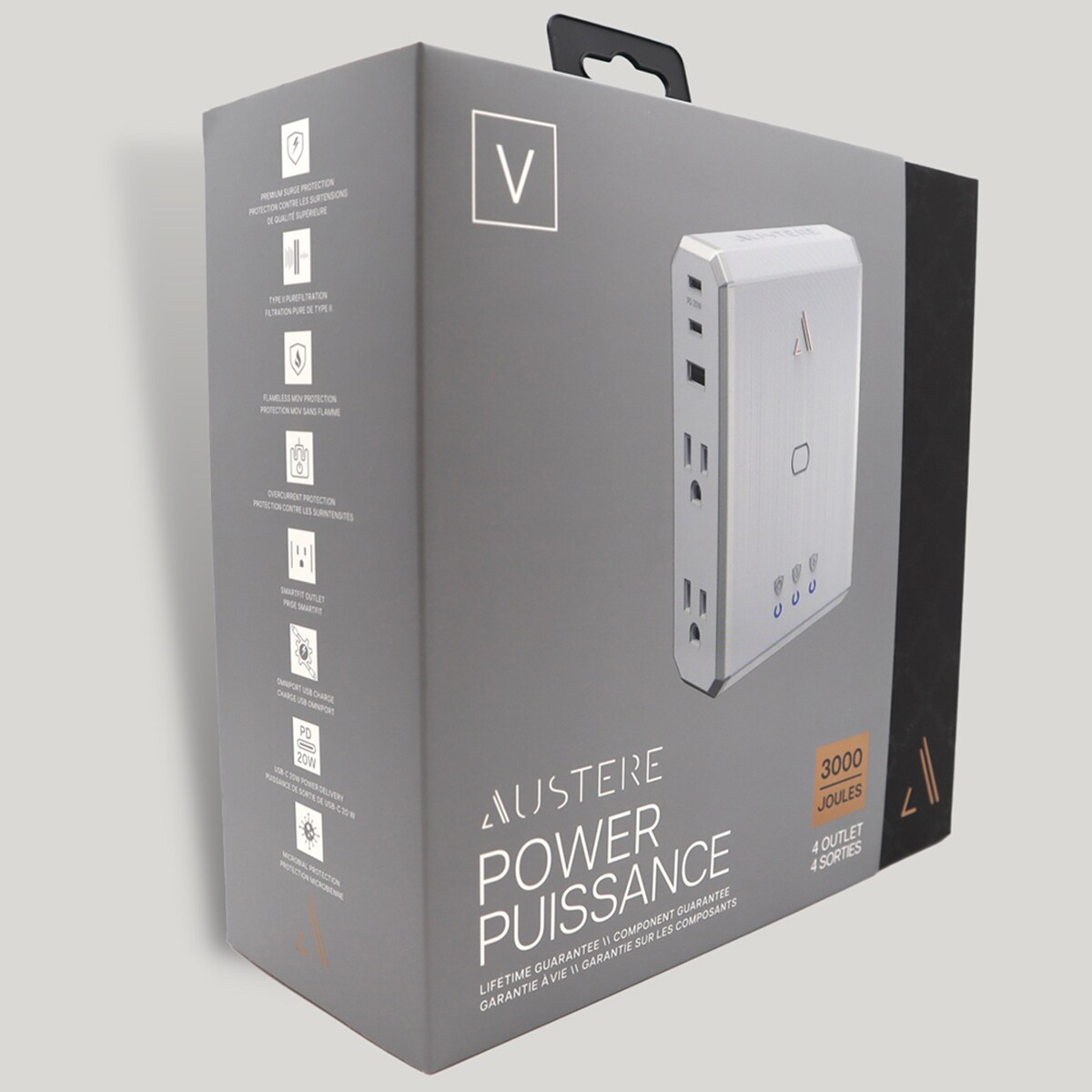Austere V Series Appliance Power 4-Outlet with USB+PD20, , hires