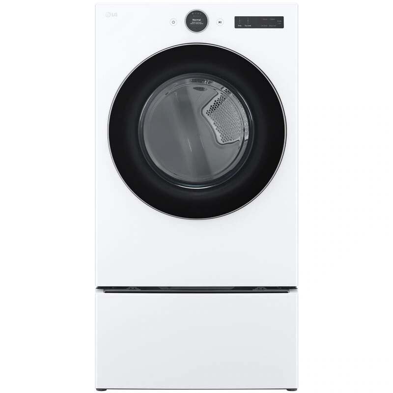 LG 27 in. 7.4 cu. ft. Smart Stackable Electric Dryer with AI Sensor Dry, Turbo Steam, Sanitize & Steam Cycle - White, White, hires