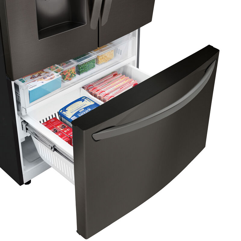 LG 36 in. 27.7 cu. ft. Smart French Door Refrigerator with Ice & Water Dispenser - PrintProof Black Stainless Steel, PrintProof Black Stainless Steel, hires