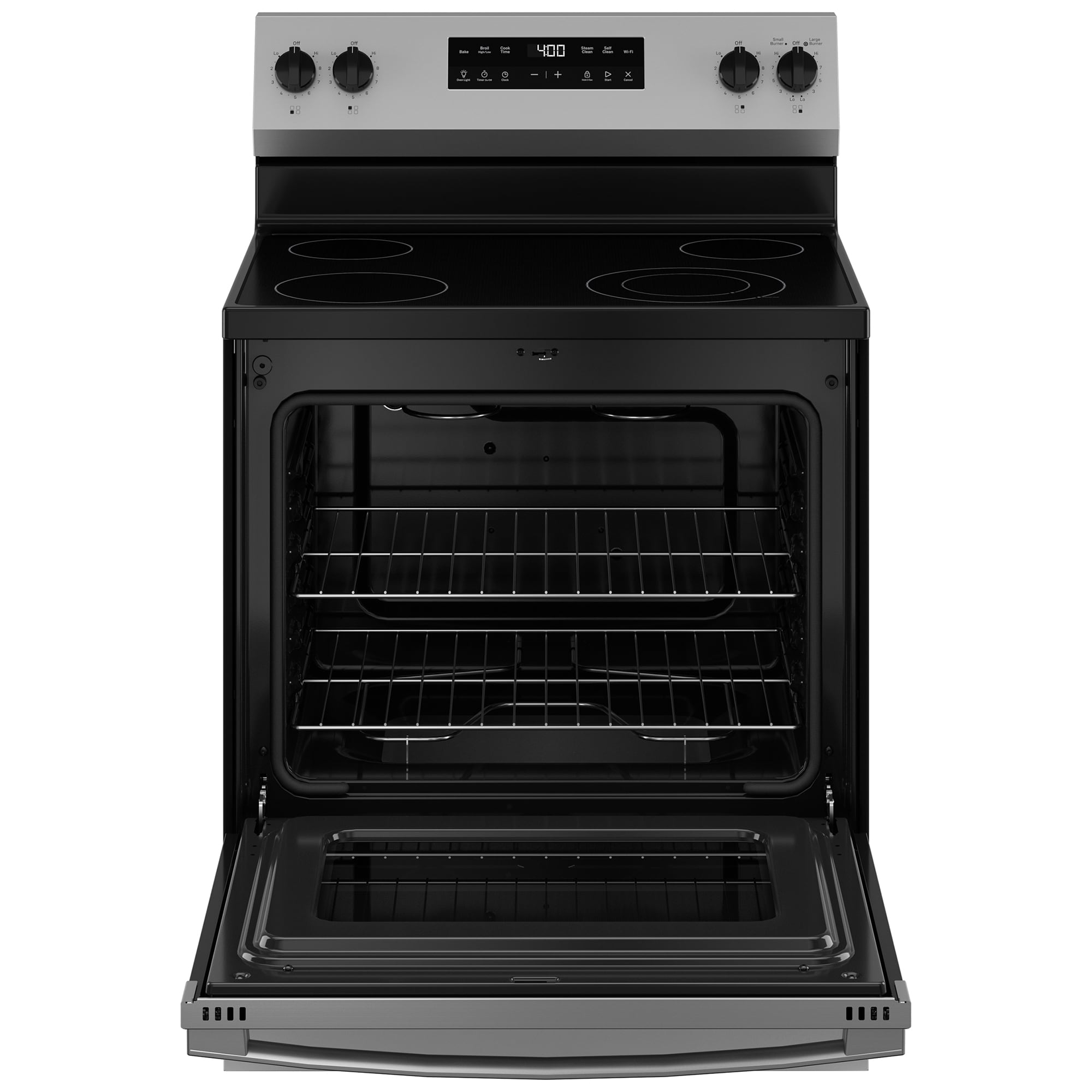 GE 400 Series 30 in. 5.3 cu. ft. Smart Electric Range with Radiant Burners - Stainless Steel, Stainless Steel, hires