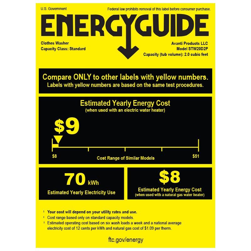 Avanti 22 in. 2.0 cu. ft. Portable Washer - Pewter Grey, , hires