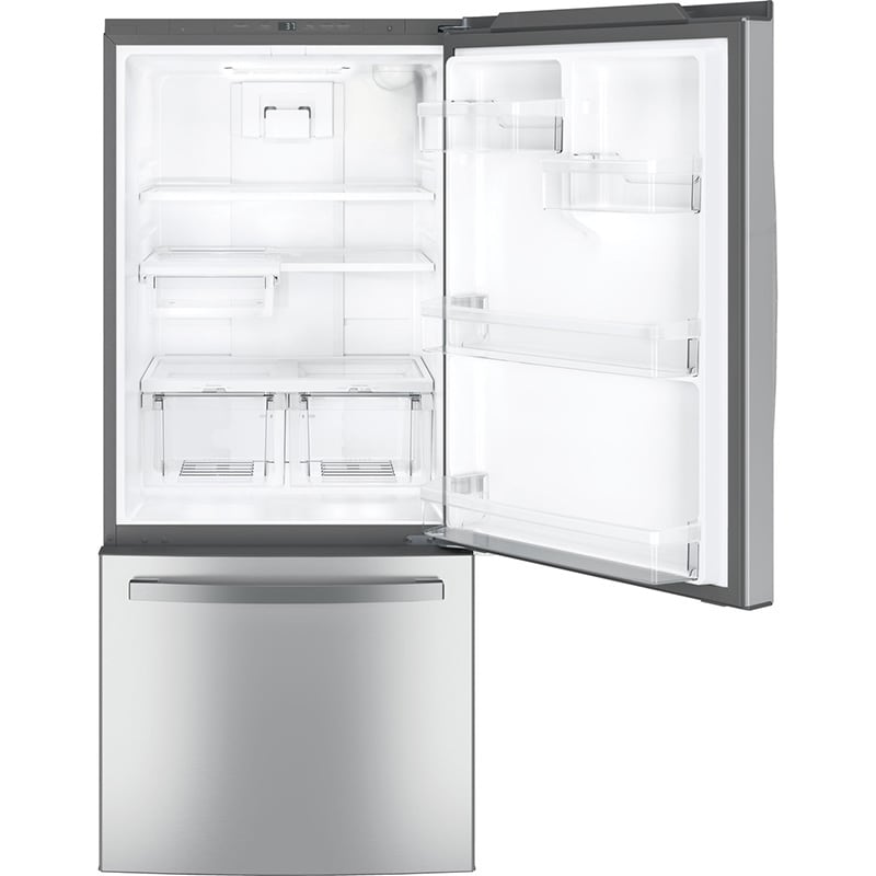 GE 30 in. 21.0 cu. ft. Bottom Freezer Refrigerator with Ice Maker - Fingerprint Resistant Stainless, , hires