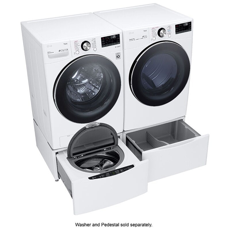 LG 27 in. 7.4 cu. ft. Smart Stackable Round-Door Gas Dryer with Tempered Glass, Built-In Intelligence, Sensor Dry, Turbo Steam, Sanitize & Steam Cycle - White, White, hires