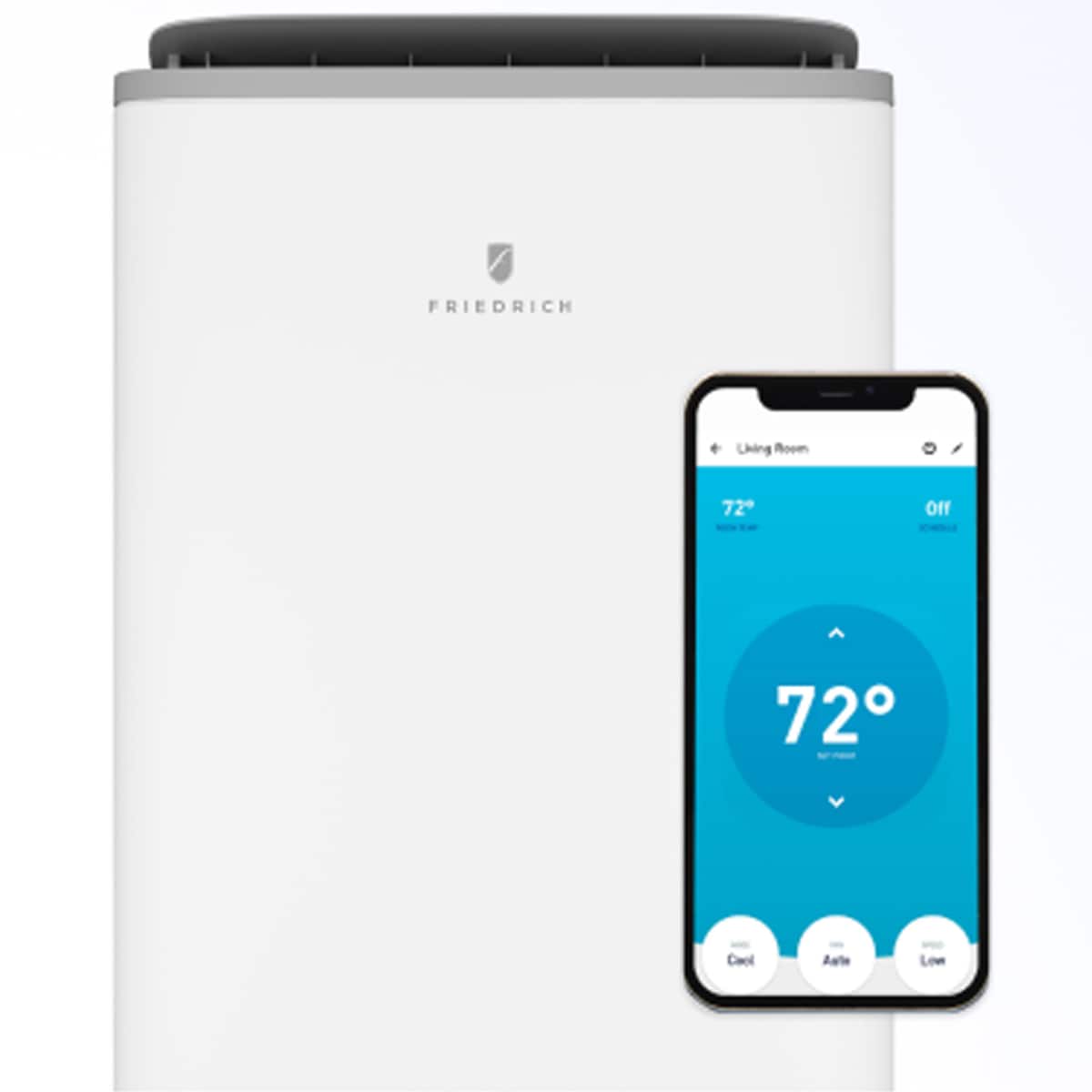 Friedrich ZoneAire Premier Series Dual-Hose 14,000 BTU 115V Smart Portable Air Conditioner with Heat Pump, 3 Fan Speeds, Remote Control - White, , hires