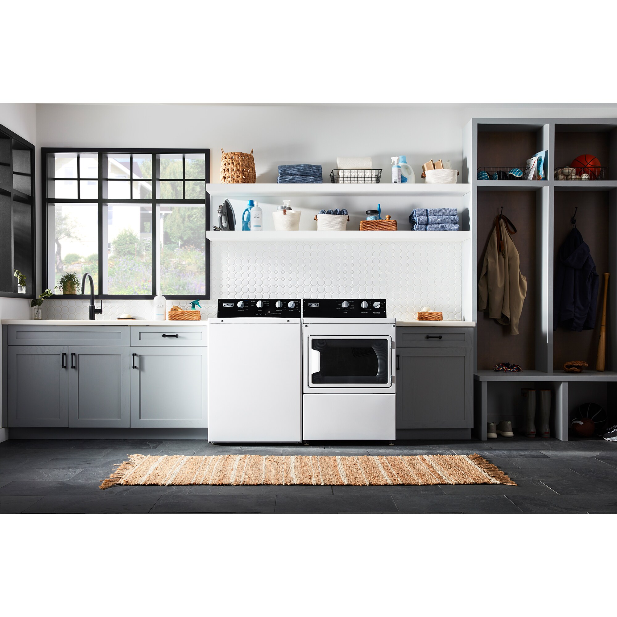 Maytag 27 in. 7.4 cu. ft. Commercial-Grade Residential Gas Dryer with Intelli Dry Sensor - White, , hires