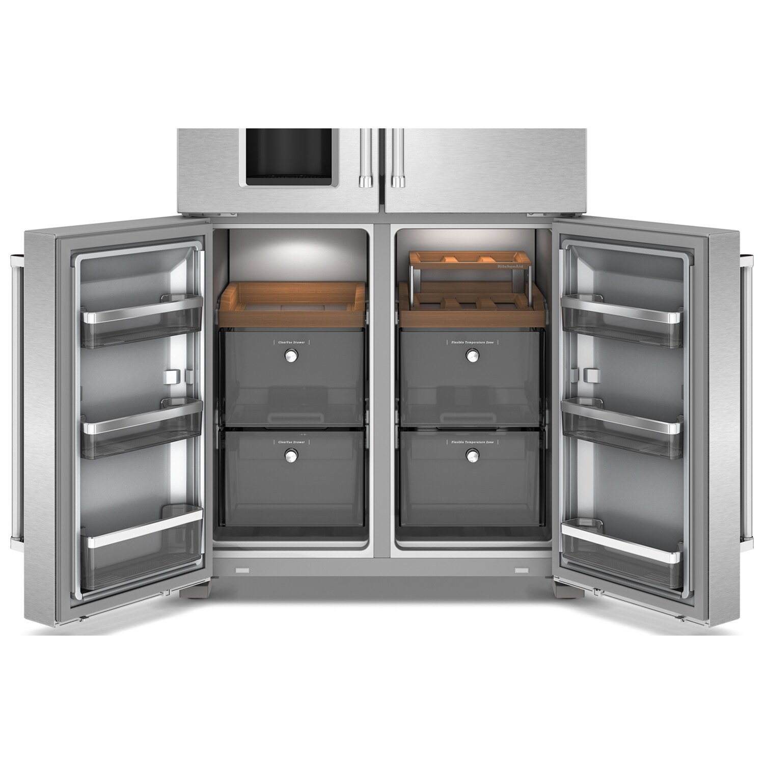 KitchenAid 36 in. 19.1 cu. ft. Counter Depth 4-Door French Door Refrigerator with Ice & Water Dispenser - Fingerprint Resistant Stainless, , hires