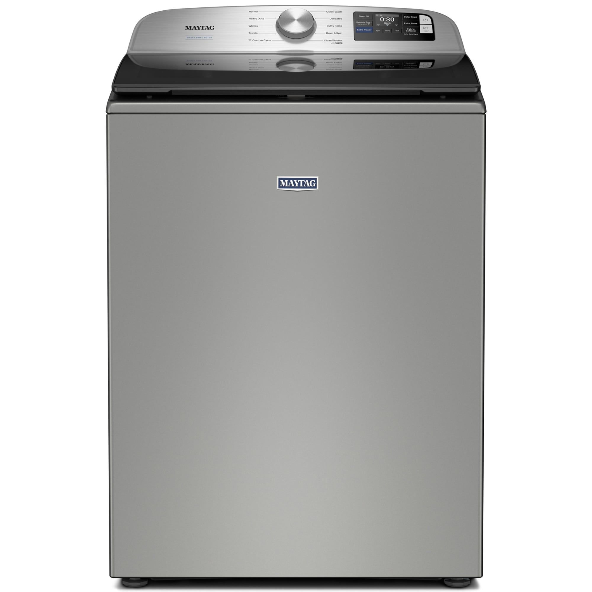 Maytag 27 in. 5.3 cu. ft. Smart Top Load Washer with Impeller & Extra Power - Classic SIlver, Classic Silver, hires