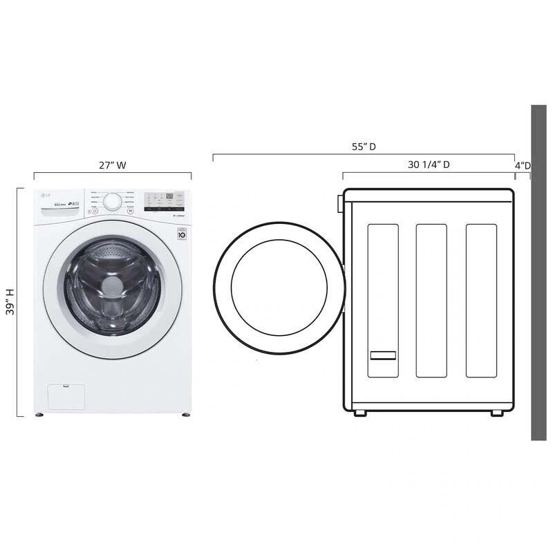 LG 27 in. 4.5 cu. ft. Stackable Front Load Washer - White, , hires