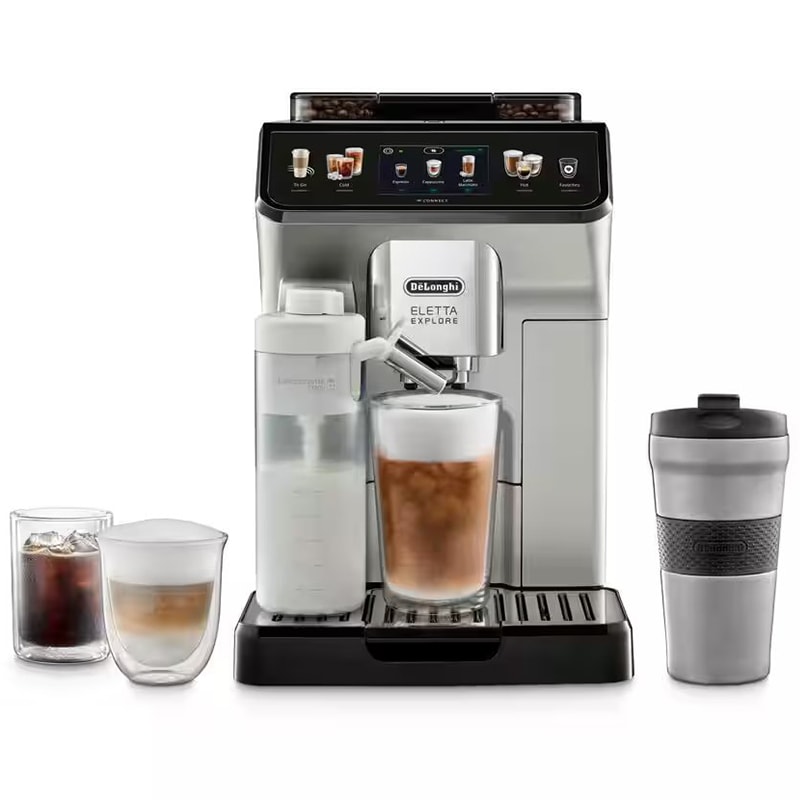 De'Longhi Eletta Explore Fully Automatic Espresso Machine with Cold Brew - Silver, , hires
