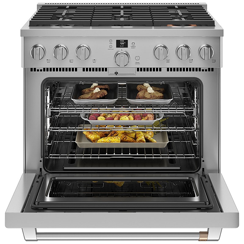 Cafe Commercial-Style 36 in. 6.2 cu. ft. Smart Air Fry Standard Convection Gas Range with 6 Sealed Burners - Stainless Steel, Stainless Steel, hires