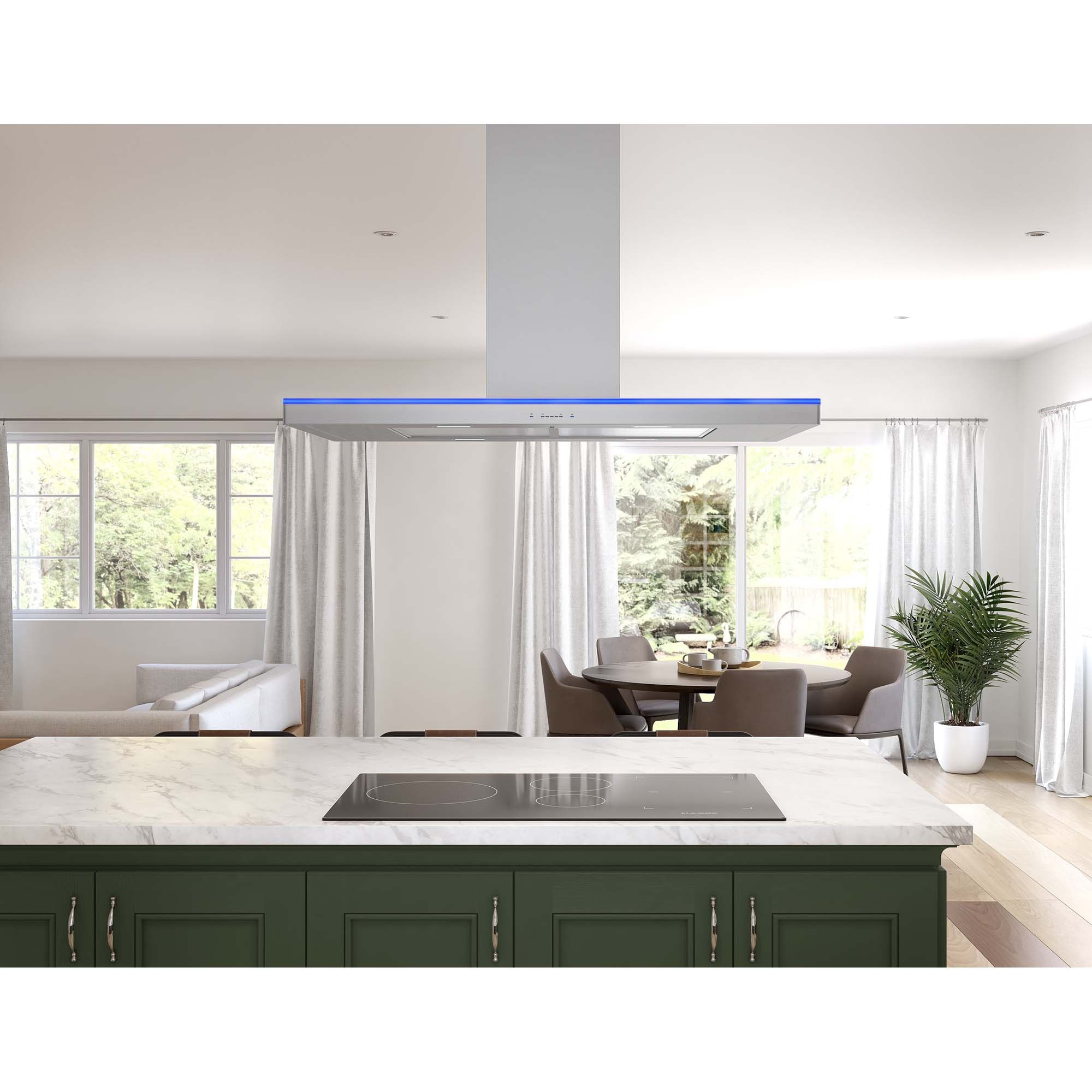 Zephyr Luce Series 36 in. Convertible Chimney Style Range Hood with 600 CFM, 5 Fan Speeds & 4 LED Lights - Stainless Steel, , hires