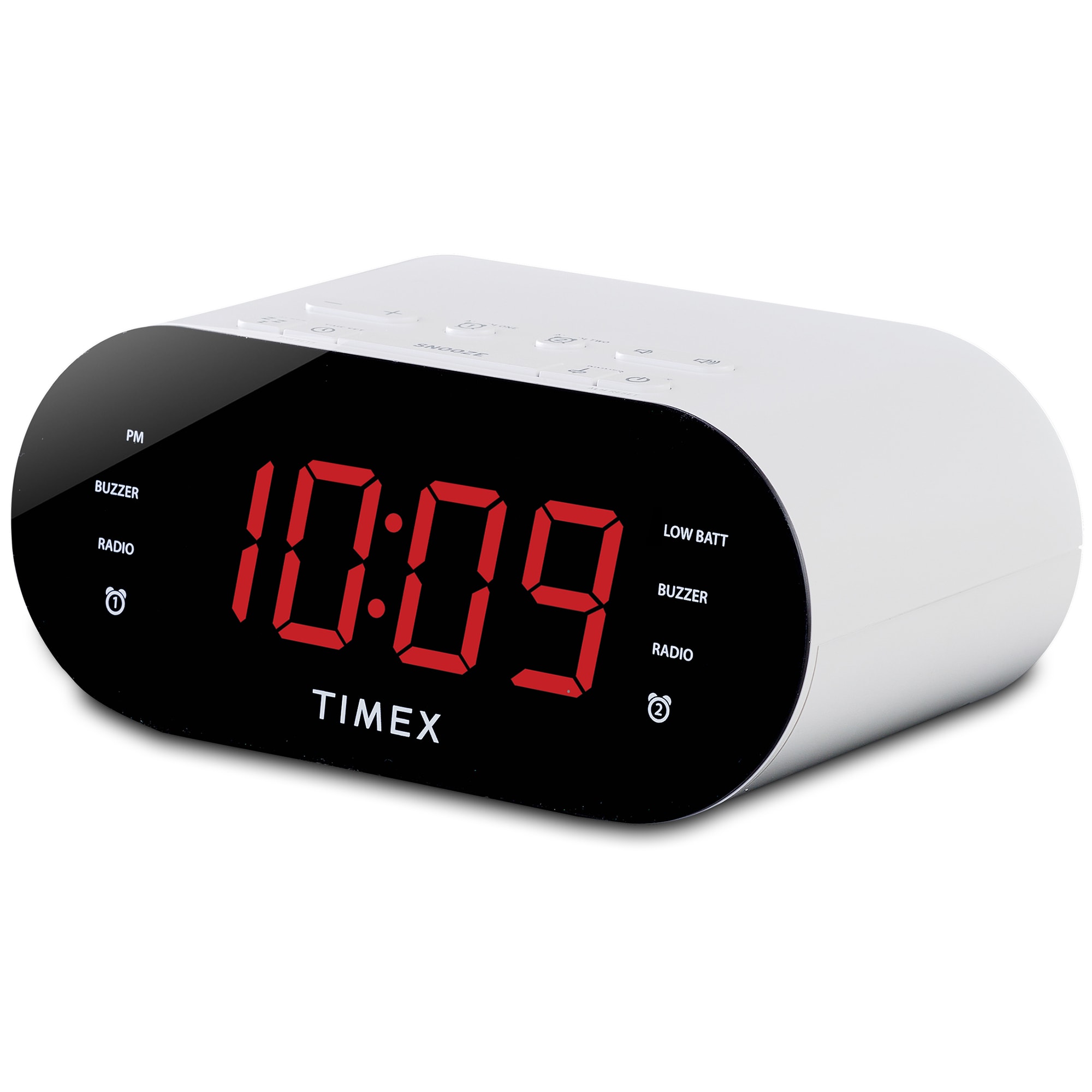 Timex Alarm Clock for Bedroom with FM Radio and USB Charging - White (T232W), , hires