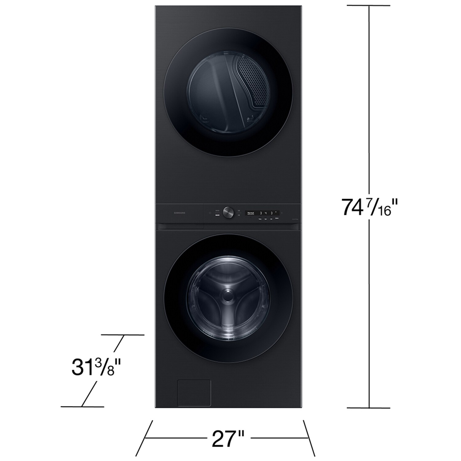 Samsung Bespoke 27 in. 4.6 cu. ft. Smart Electric Front Load Laundry Center with AI OptiWash, Sensor Dry, Sanitize & Steam Cycle - Brushed Black, , hires