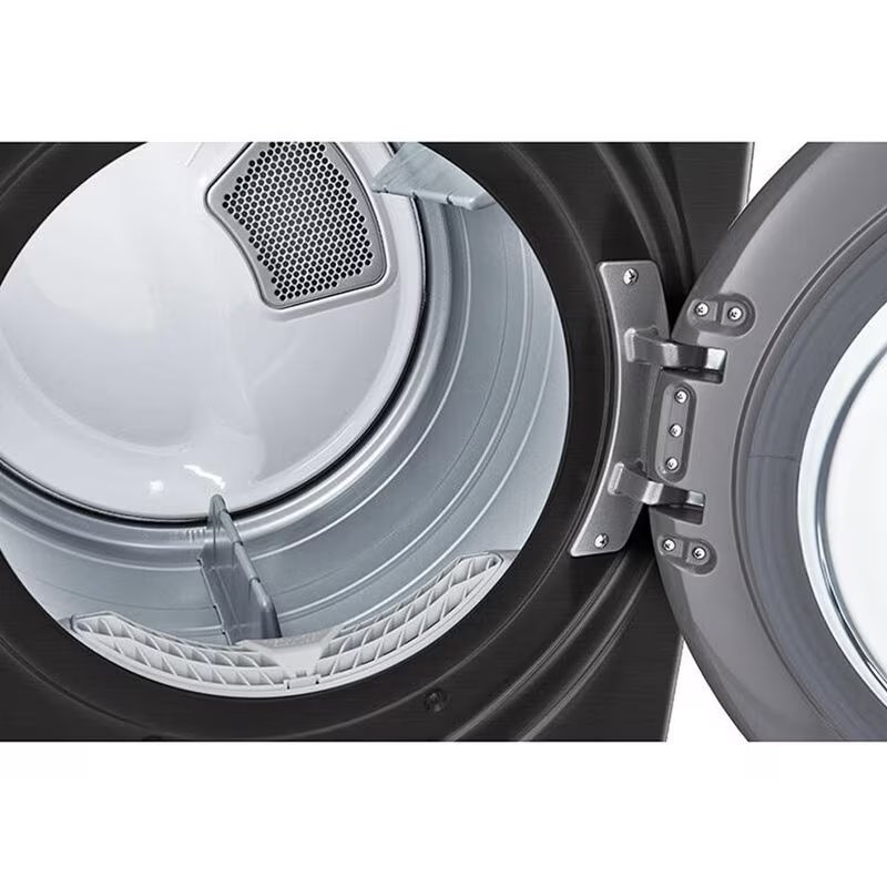 LG 27 in. 7.4 cu. ft. Smart Stackable Round-Door Gas Dryer with Built-In Intelligence, Sensor Dry, Turbo Steam, Sanitize & Steam Cycle - Black Steel, Black Steel, hires