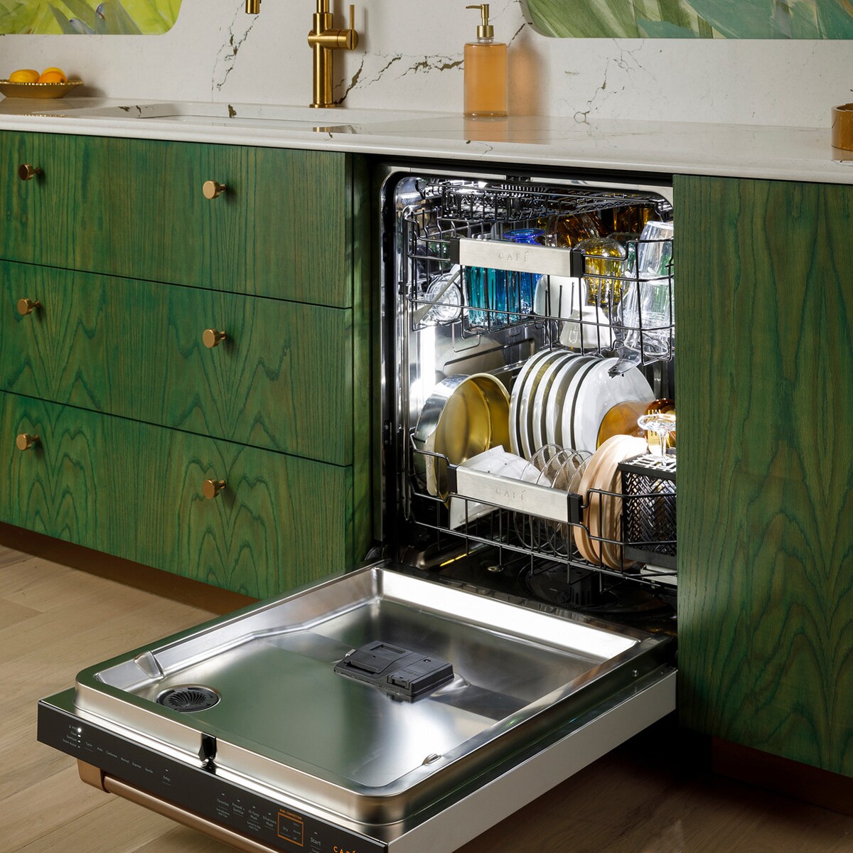 Cafe 24 in. Top Control Flush-Mount Smart Dishwasher with 39 dBa Sound Level, 3rd-Rack & Dual Convection Ultra Dry - Stainless Steel, , hires