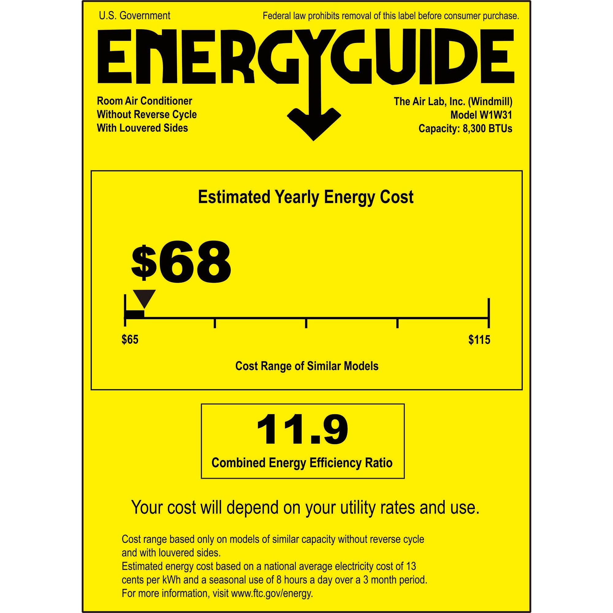 Windmill 8,000 BTU 115V Smart Energy Star Window Air Conditioner with 3 Fan Speeds, Sleep Mode & Remote Control - White, , hires