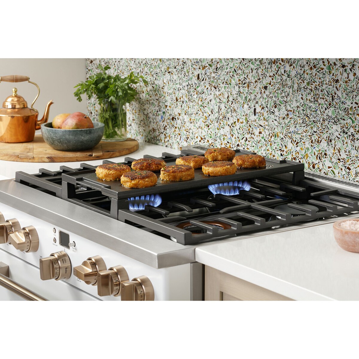 Cafe 36 in. 5.7 cu. ft. Smart Air Fry True European Convection Dual Fuel Range with 6 Sealed Burners - Stainless Steel, Stainless Steel, hires