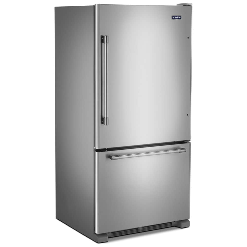 Maytag 33 in. 22.1 cu. ft. Bottom Freezer Refrigerator with Ice Maker - Fingerprint Resistant Stainless Steel, , hires